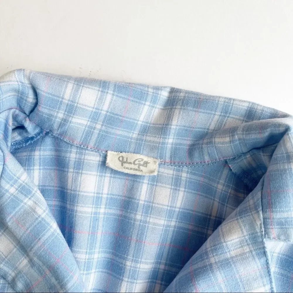 Brandy Melville Blue Plaid Crop Shirt